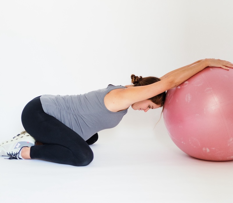 childs pose on birth ball